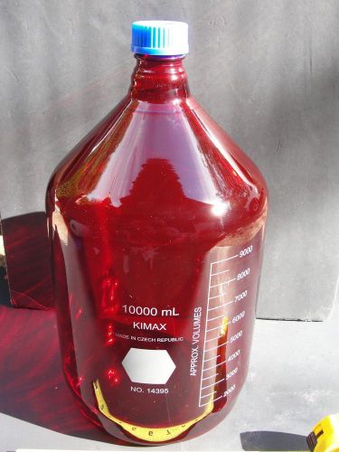 10000ml 10L Kimax Amber Liquid Media storage bottle  14395 New old stock