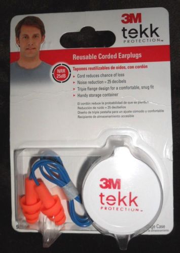 3M tekk protection 1 pair Reusable Corded Earplugs w/ storage case