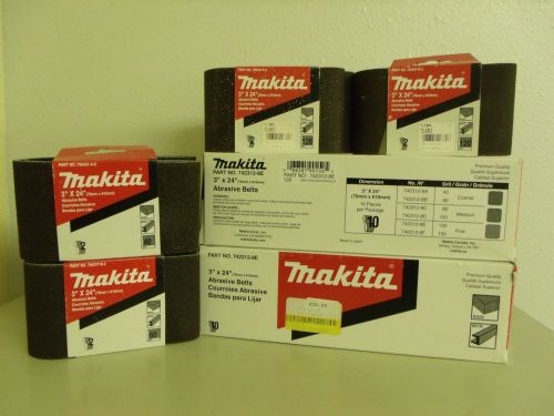 Makita 3&#034;x24&#034;  abrasive belts 24 120 grit and 4 80 grit belts for wood/metal for sale