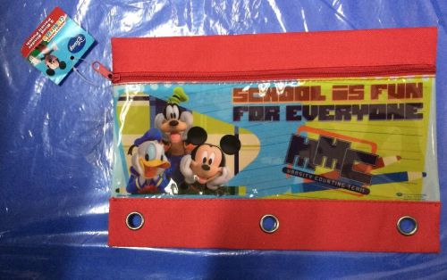 Disney Mickey Mouse 3 Ring Binder Pencil Zipper Pouch Cloth NWT