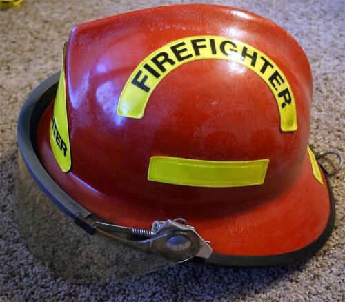 Red Fireman Helmet Morning Pride Lite Force V 5 Kevlar Fiberglass Face Shield