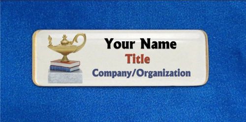 Lamp of Learning Custom Personalized Name Tag Badge ID Knowledge Teacher School