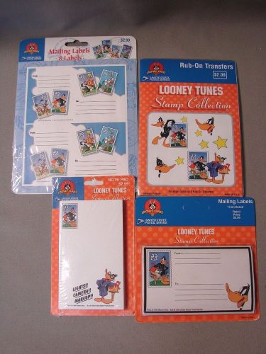 Looney Tunes USPS Stamp Collection Mailing Labels, Note Pad, Rub on Transfers