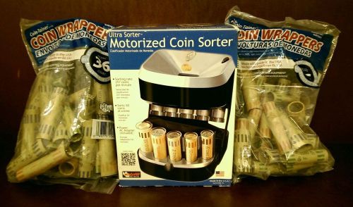 Ultra Sorter Motorized Coin Sorter W/AC Adapter-Includes 64 Coin Wrappers