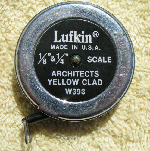 VINTAGE LUFKIN ARCHITECTS/ARCHITECTURAL TAPE MEASURE 1/8&#034; &amp; 1/4&#034; YELLOW W393