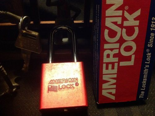 1 (one) new red american 1-3/4&#034; aluminum body padlock  re-keyable (a1206) for sale