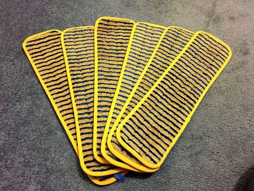 Lot of 6 rubbermaid 18&#034; q810 hygen™ microfiber scrubber mop pads fg81000 for sale