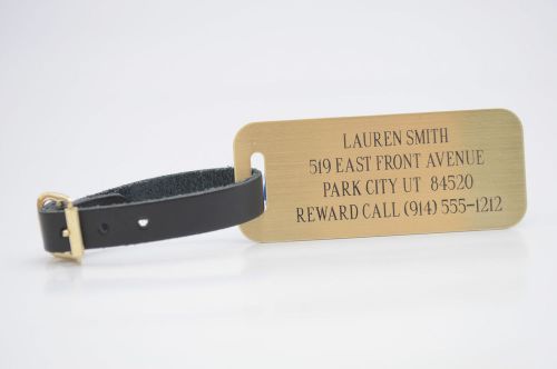 Brass Luggage Tag Engraved and Blackend
