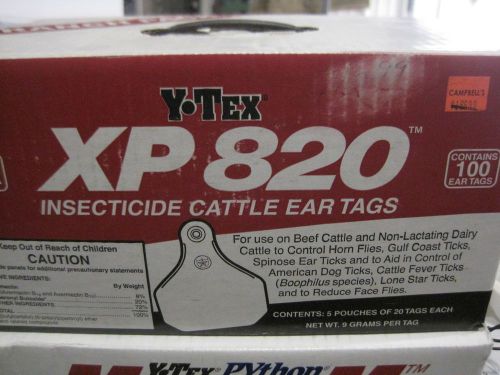 Y-Tex XP 820 Insecticide Fly Tags 100/pkg Cattle Cows 100 ct ear tags. FREE S&amp;H!
