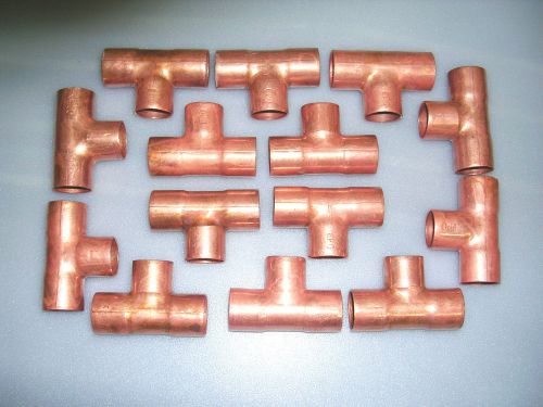 3/4&#034; x 3/4&#034; x 3/4&#034; copper slip tee fittings (lot of 14) for sale
