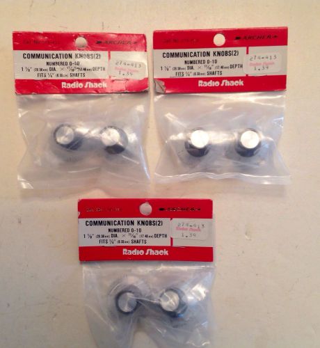 RADIO SHACK ARCHER 274-413 THREE (3) PACKAGES OF COMMUNICATION KNOBS (NOS)