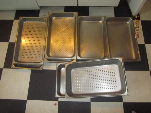 Lot of 8 FULL SIZE USED Hotel/Steam table pans 3 slotted