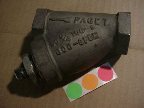 Paget Y Wye Strainer SC 3/4&#034; 108-A 600# CF8M S/S Body 3/4&#034; NPT Clean-Out (NEW)