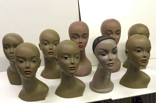 Lot of 10 Mini Mannequin Heads for Retailing Display Wig Stand Hat Scarf