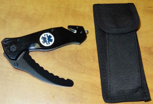 EMT EMS PARAMEDIC RESCUE KNIFE with SEAT BELT CUTTER GLASS BREAKER &amp; POUCH NEW