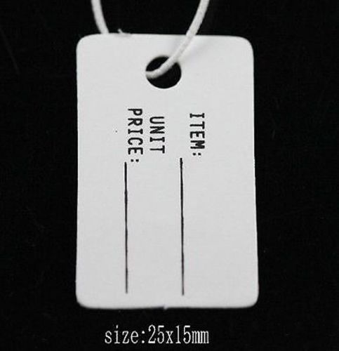 Hot 100pcs white string retail display label price tags tickets tie 25x15mm for sale