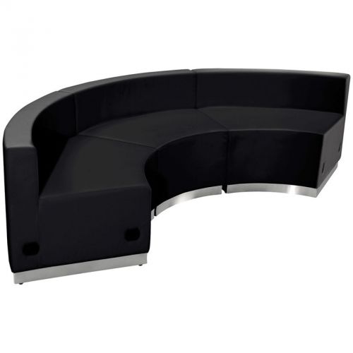 Alon Series Black Leather Reception Set, 3 Pieces (MF-ZB-803-740-SET-BK-GG)
