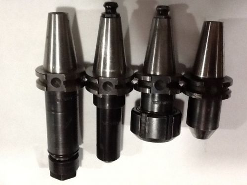 Lot of 4 CAT 30 Tool Holders - 5/16 and 1/2 solid, collet &amp; floating tap holder