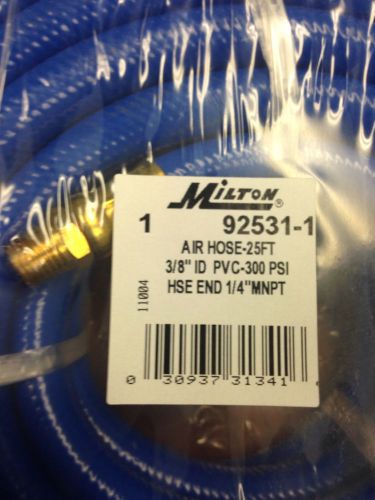 Milton Industries, 92531-1 PVC Air Hose, 25 ft, 3/8&#034; ID, 1/4&#034; MNPT, 300 PSI