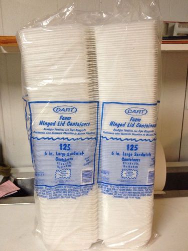 125 large sandwich containers styrofoam dart 5 7/8&#034; x 6 x 3&#034; for sale