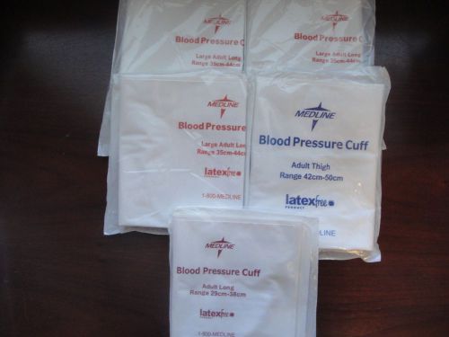 Lot of 5 MEDLINE ADULT BLOOD PRESSURE CUFF 3 sizes LARGE/LONG/THIGH SEALED
