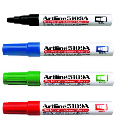 Artline Whiteboard 10mm Marker EK-5109A  - 1x BLACK + 1x BLUE + 1x GREEN+ 1x RED