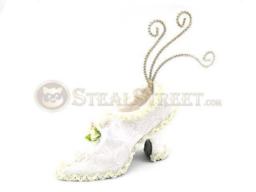 5 1/4 inch white and light yellow ornate jewelry display slipper for sale