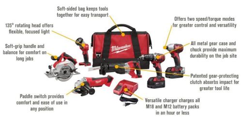 Milwaulkee m18 cordless 6-tool combo kit  2696-26 for sale