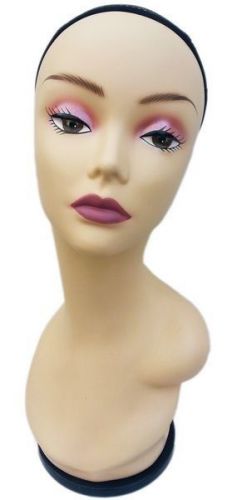 MN-436 Female Fleshtone Mannequin Head Form with Net and Turn Table Base
