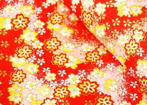 5pcs Wave Flowers Red Japanese Yuzen Chiyogami Washi Origami Paper 14x14cm