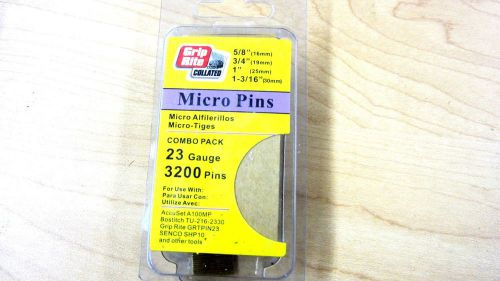 BRAND NEW GRIP RITE COLLATED 23 GAUGE MICRO PINS 5/8 3/4 1&#039;&#039; 1 3/16..3200 PINS