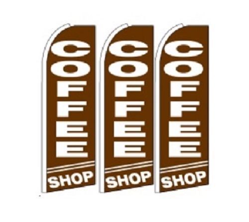 Coffee Shop  King Size Polyester Swooper Flag Banner  Pk of 3