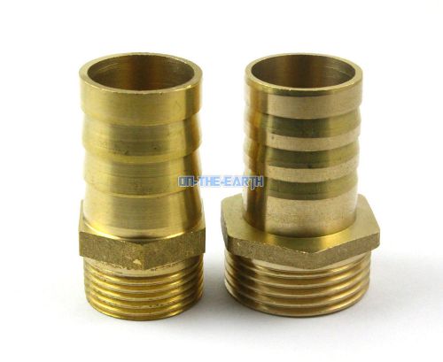 2 brass male 1&#034; bsp x 25mm barb hose tail fitting fuel air gas hose connector for sale