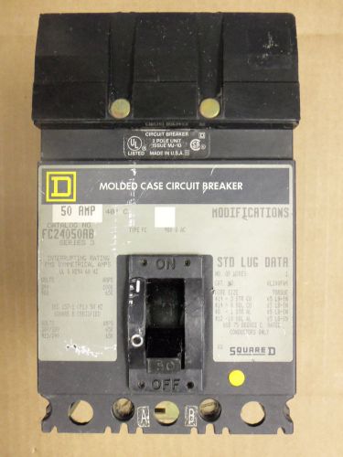 Square D FC FC24050AB  2 pole 50 amp 480v Circuit Breaker FC24050AB