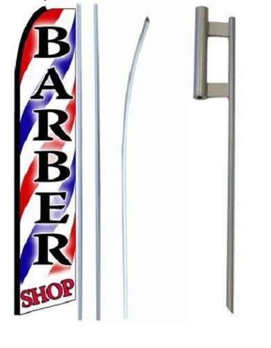 Barber Shop  King Size  Swooper Flag Sign  W/Complete Set