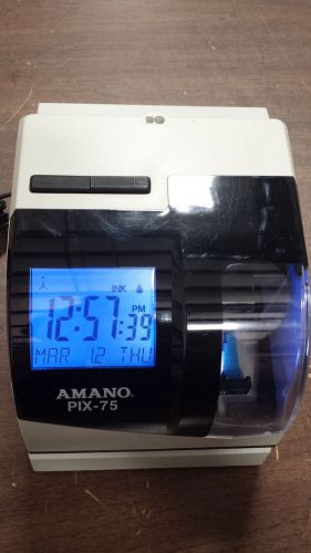 Amano Pix-75 Digital Timeclock Tested Good Working Condition
