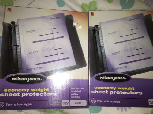Wilson jones sheet protectors economy weight clear 2 packs nip 21421 lot 200 pcs for sale