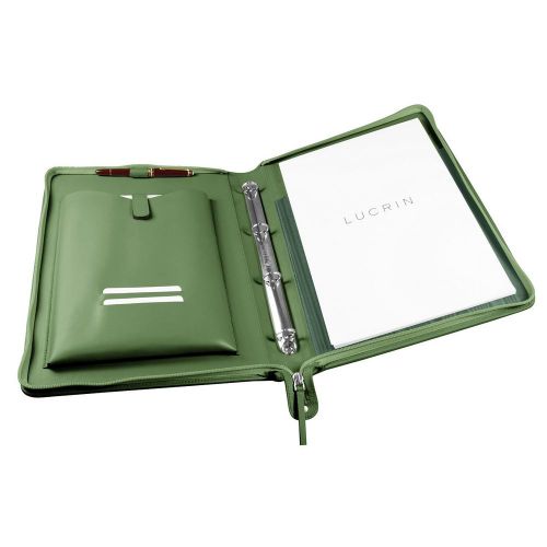 A4 Portfolio with Ring binders - Light Green - Smooth Calfskin - Leather