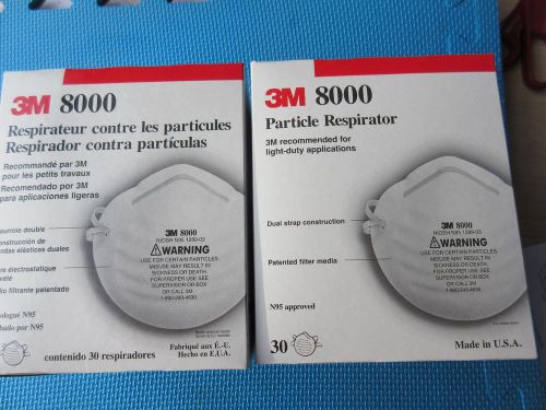 (two 30pc boxes) Respirator 3M 8000 Particle Dust Mask 60pcs total