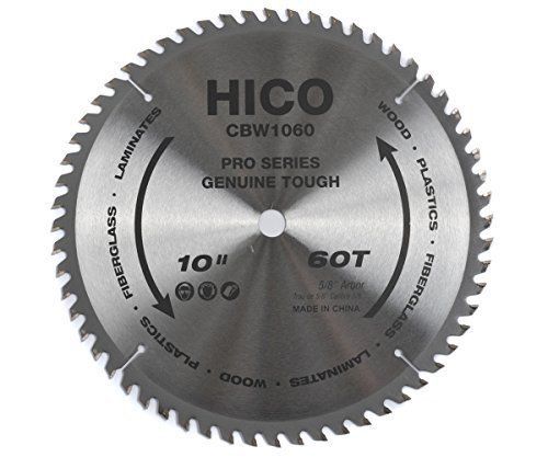 Hico cbw1060 10-inch 60-tooth atb thin kerf general purpose saw blade with 5/8-i for sale