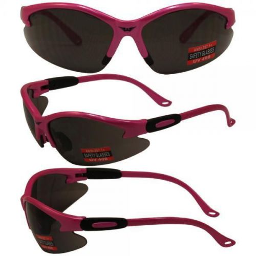 Global vision cougars safety shop glasses with hot pink frame and smoke lenses for sale