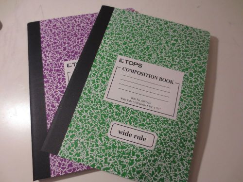 TWO Composition Book with Hard Cover, Wide Rule, 9.75 x 7.5 Red 100 Sheets-Pad