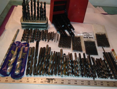 MACHINIST LATHE TOOLS NICE ASSORTED LARGE LOT 162 DRILL BITS &amp; DRILL INDEX