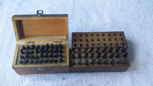 lot of 1/8&#039;&#039; Steel Punch Stamp Die Sets Metal Letters and numbers in Wood Case