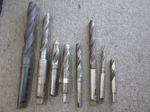 Lot of  8 Vinatge Large/Jumbo Drill Bits 9/16- 1 23/64&#034; Machinist Tools
