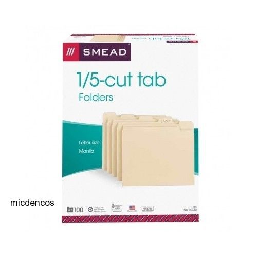 Smead File Folder, 1/5-Cut Tab, Letter Size, Manila, 100 Per Box