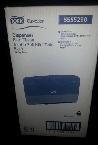 3 Tork 5555290 Elevation Bath Tissue Jumbo Roll Mini Twin Dispenser, Black