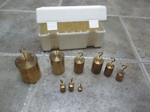 9 Piece Brass Double Hook Calibration Mass Weight Set 1000 500 200 100 20 gram g