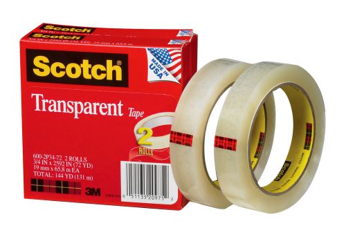 Scotch® Transparent Tape 600-2P34-72, 3/4-inch x 2592 Inches, 2-Pack