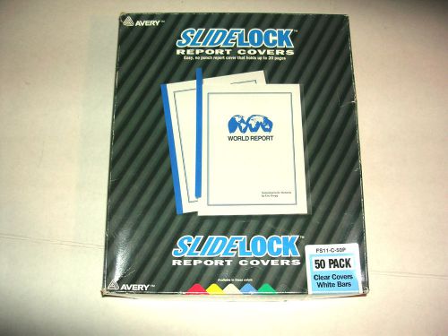 AVERY Clear Slide Lock Report Covers White Bars~50 Pack Box~44 covers &amp; 63 bars